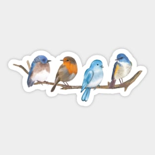 Sweet birds sit on the stick Sticker